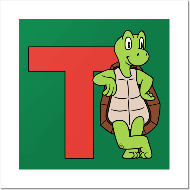 Letter T with Turtle/Tortoise Wall Art by BoombasticArt